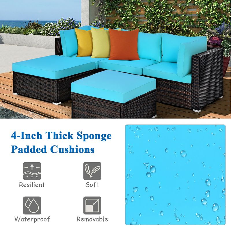 7pc Studio Shine Collection Patio Conversation Set with Sofa, 4 Armchairs & 2 Tables - W Unlimited