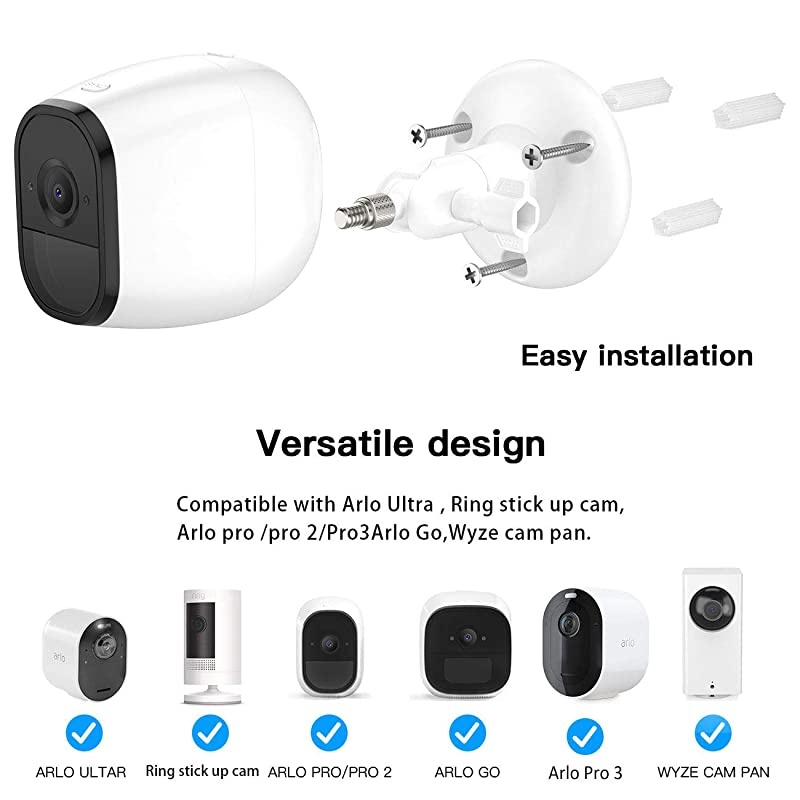 Upgraded Version  IndoorOutdoor Security Wall Mount for All Arlo Camera Arlo Ultra Arlo Essential Wyze Cam Pan eufyCam 2 More Stable and Flexible Arlo Accessories3PackBlack