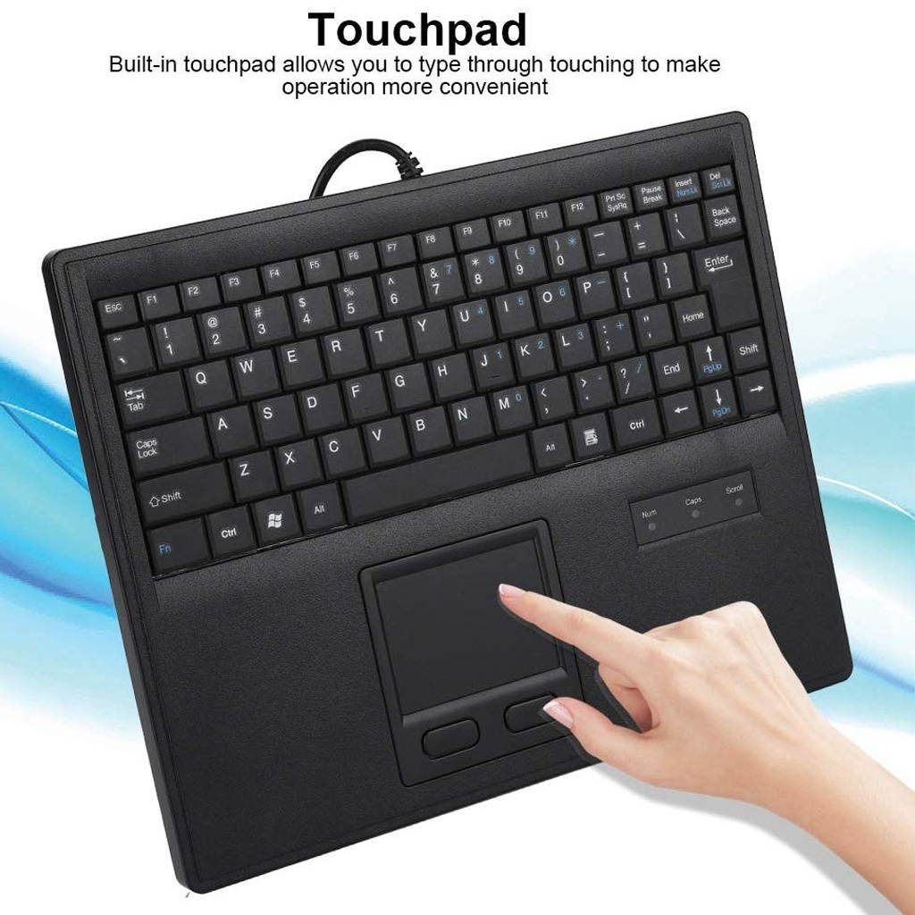 USB Wired Keyboard US English Layout w/ Touchpad Accs Black for PC Computer