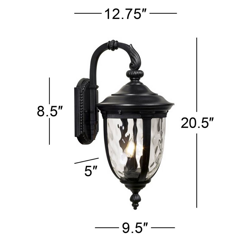 John Timberland Outdoor Wall Light Fixture Textured Black 20 1/2" Hammered Glass Exterior House Patio Porch