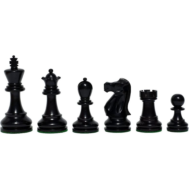 WE Games Jacques Chessmen - Black Stained Kari Wood with 3.75 in. King - in Wooden Treasure Box