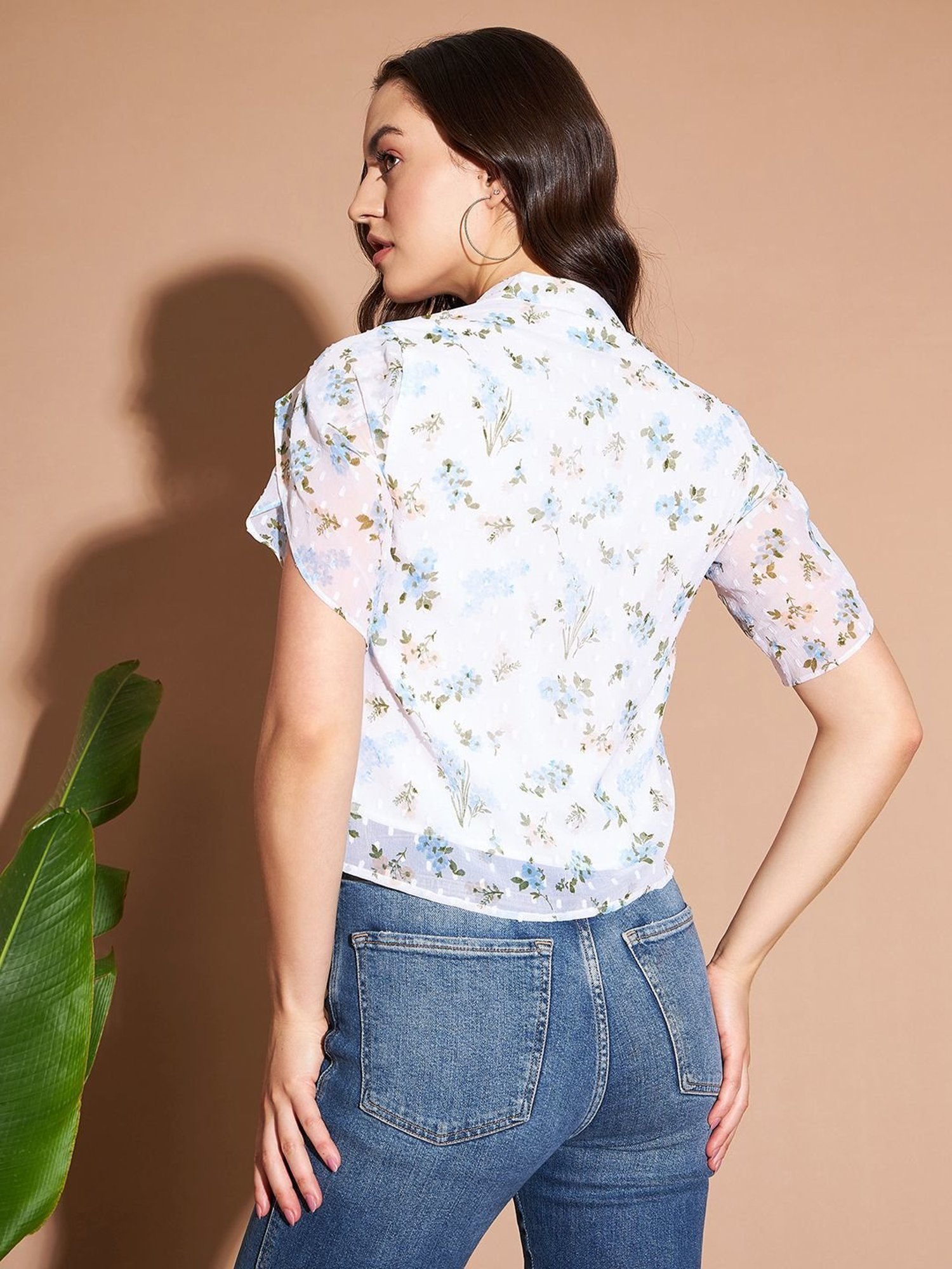 Marie Claire White Printed Top