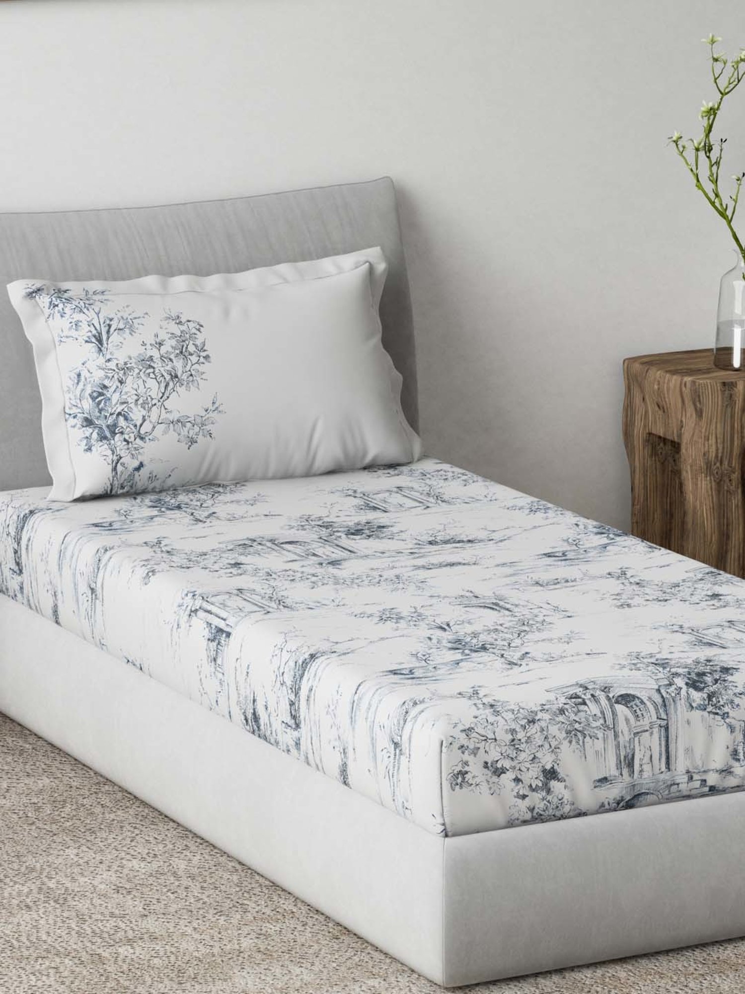 Ddecor Live beautiful Radiance Yellow 144 TC Cotton Single Bedsheet with 1 Pillow Cover