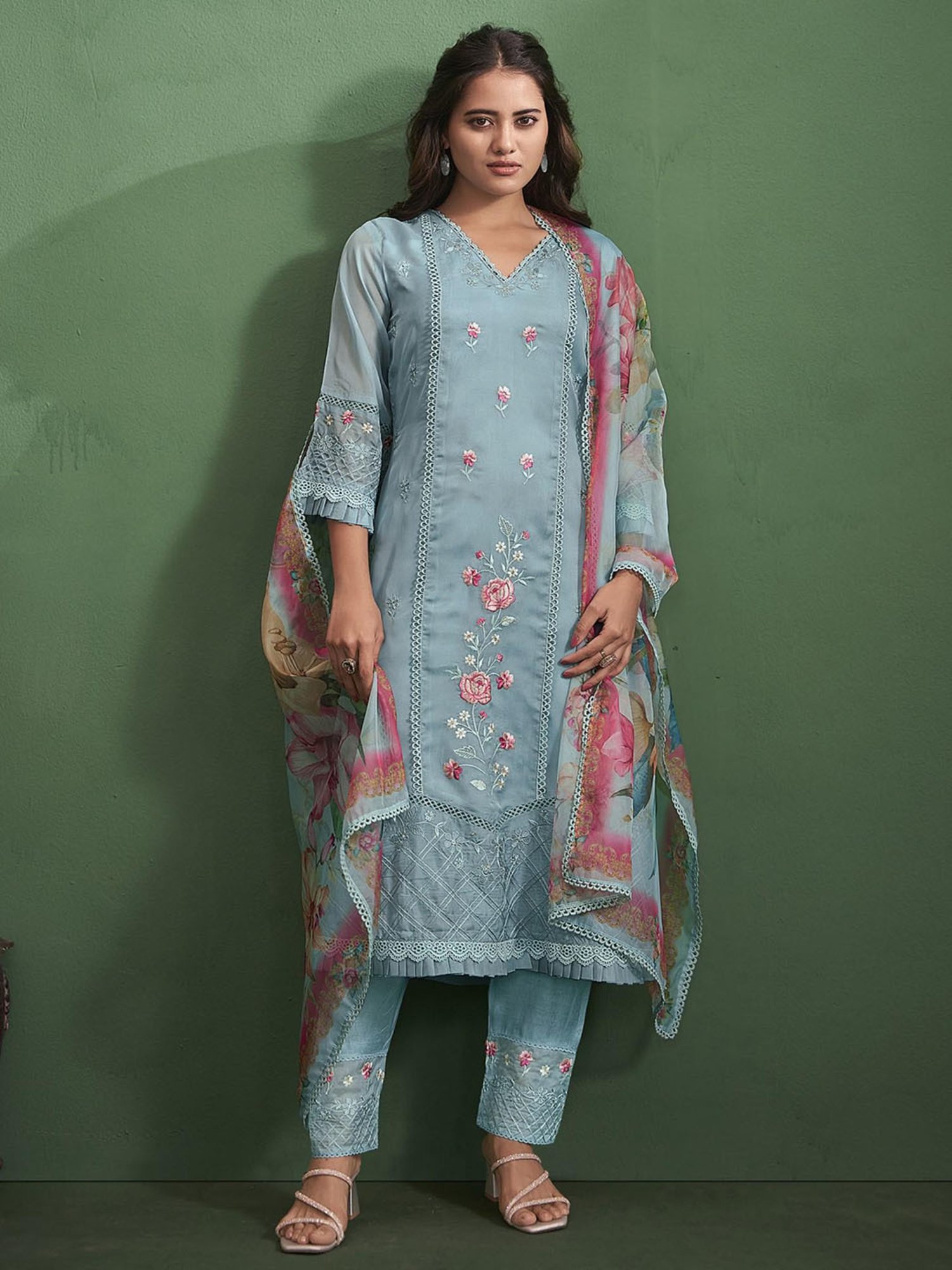 Autumnlane Disha Softblue Embroidered Pakistani Suit Set