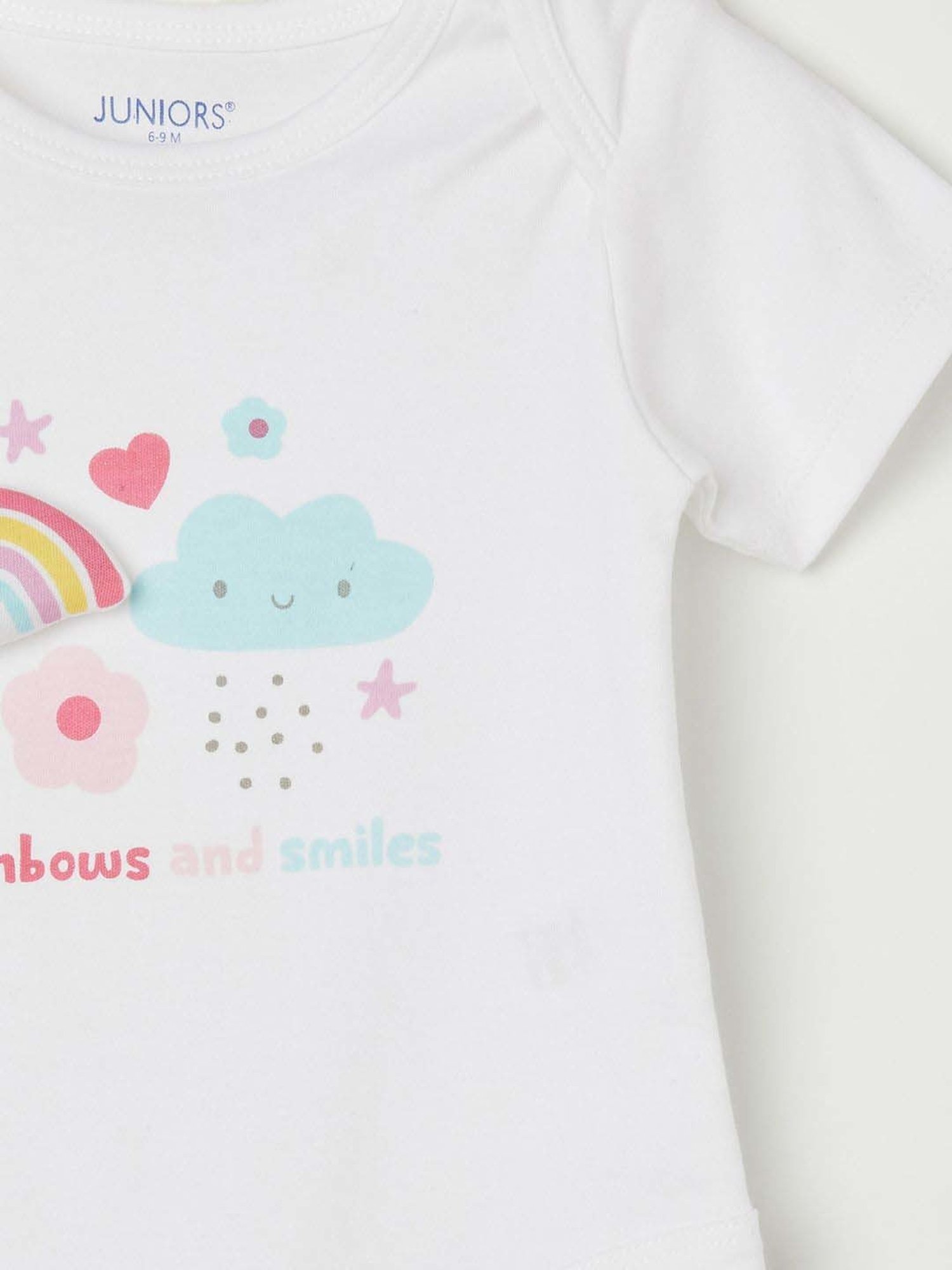 Juniors by Lifestyle White & Pink Cotton Printed Onesie Set