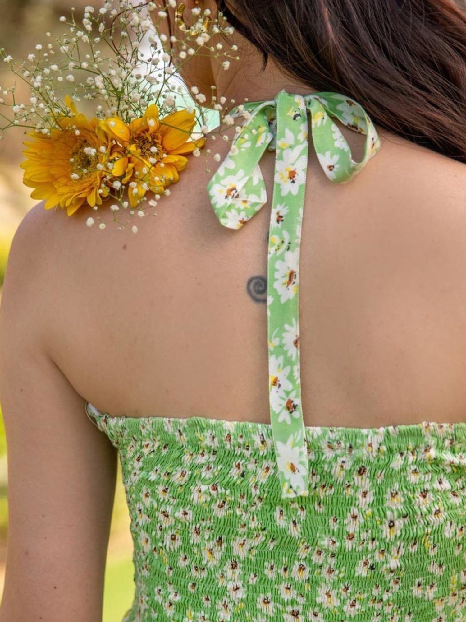 BInfinite Fern Green Floral Tieup Dress