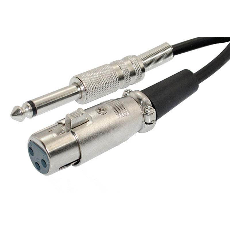 Female  XLR to  1/4inch (TS or Mono Phono) Male Cable 6FT
