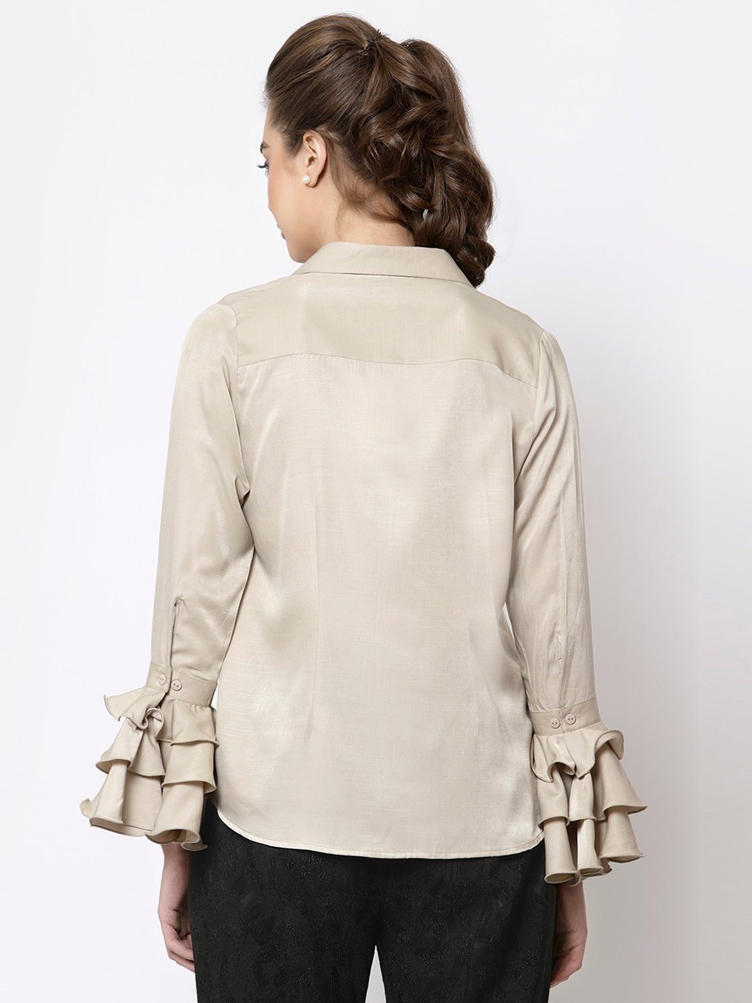 Office & You Beige Full Sleeves Shirt