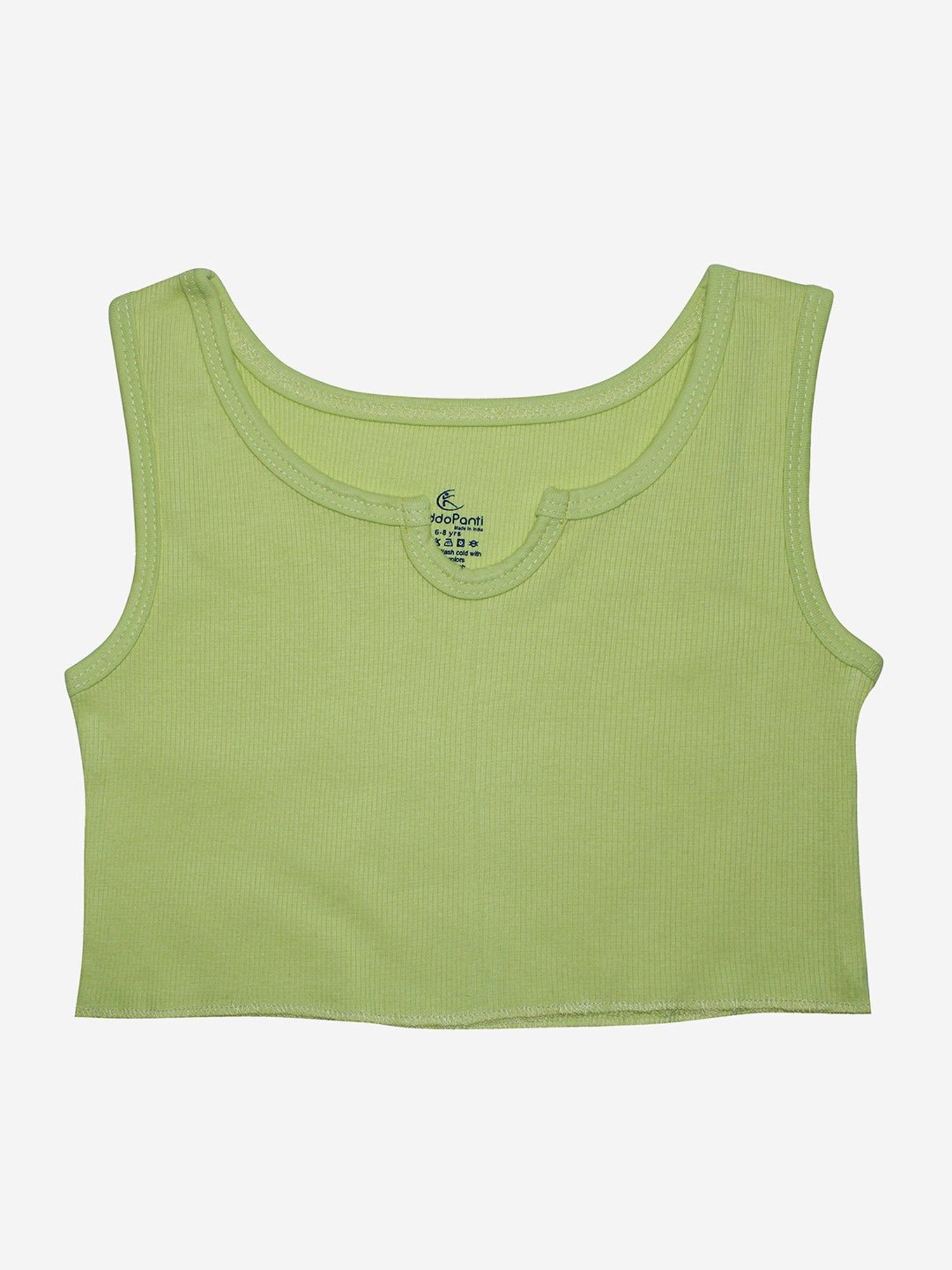 Kiddopanti Kids Green Solid Crop Top