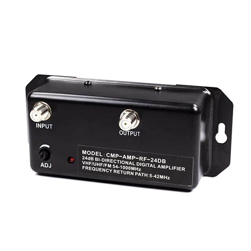 Distribution Amplifier - Digital TV Antenna Booster Signal Amplifier, Adjustable Boost/Gain, NTSC, ATSC, FM, UHF, VHF - 1000 MHz - Includes RG6 Coaxial Cable