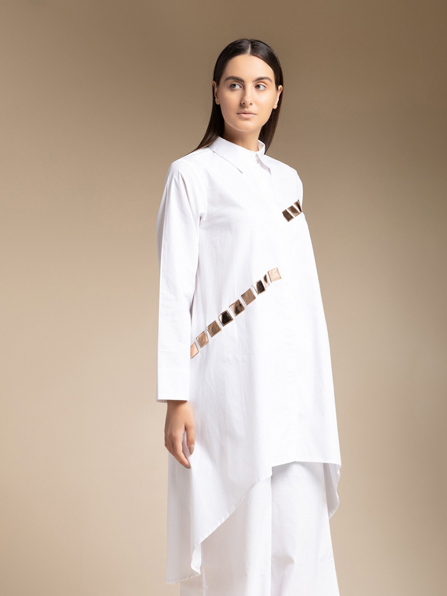 House of Manaa White Mirror Shirt