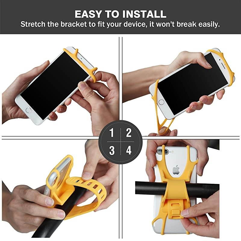 Universal Phone Mount for Bike NonSlip Shockproof German Silicone Cellphone Bicycle Motorcycle Holder Mobile Smartphone Compatible for iPhone X XS MAXPlus 8 7 6 5GalaxyNote Black L