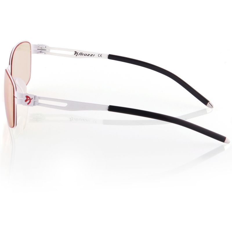 Arozzi Visione VX-400 Computer Blue Light Blocking Gaming Glasses, White Stainless Steel Frame, Tinted Purple Lens (VX400-1)