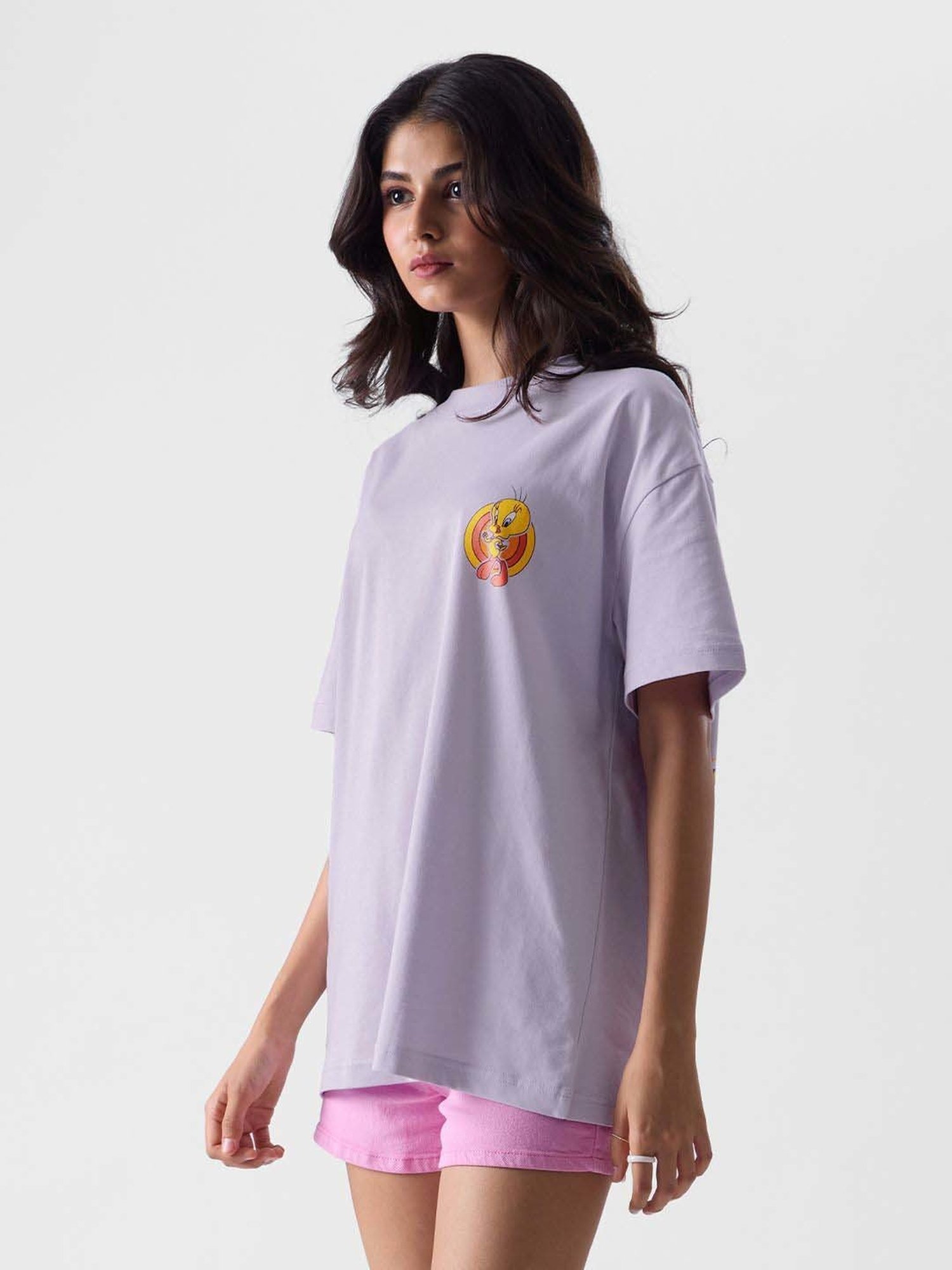 The Souled Store Purple Cotton Printed T-Shirt