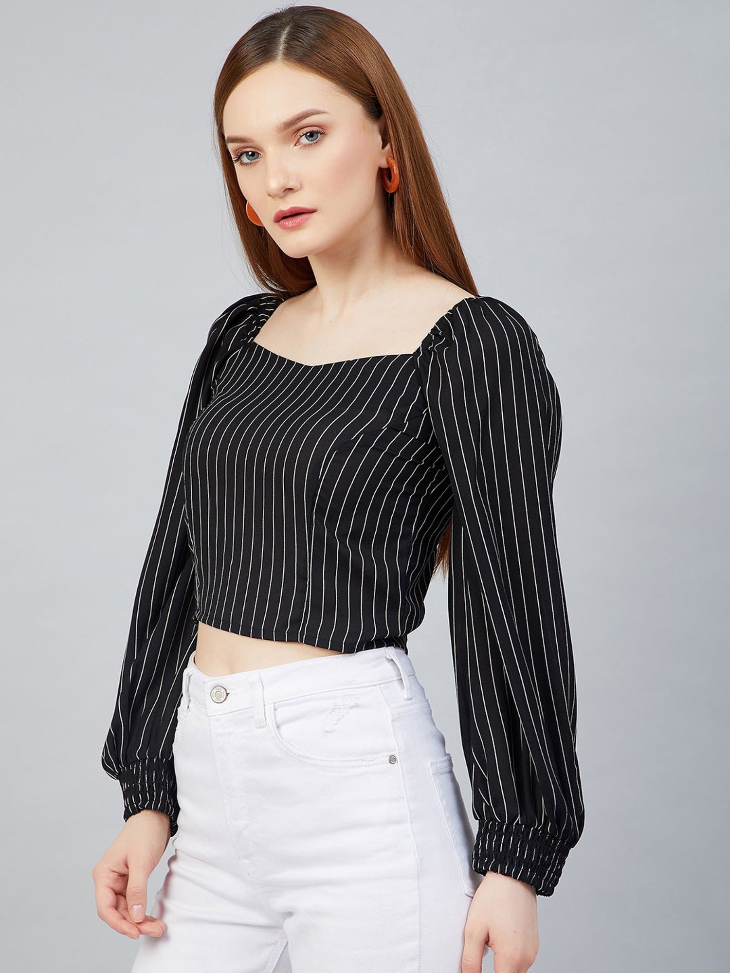 Rare Black Striped Crop Top