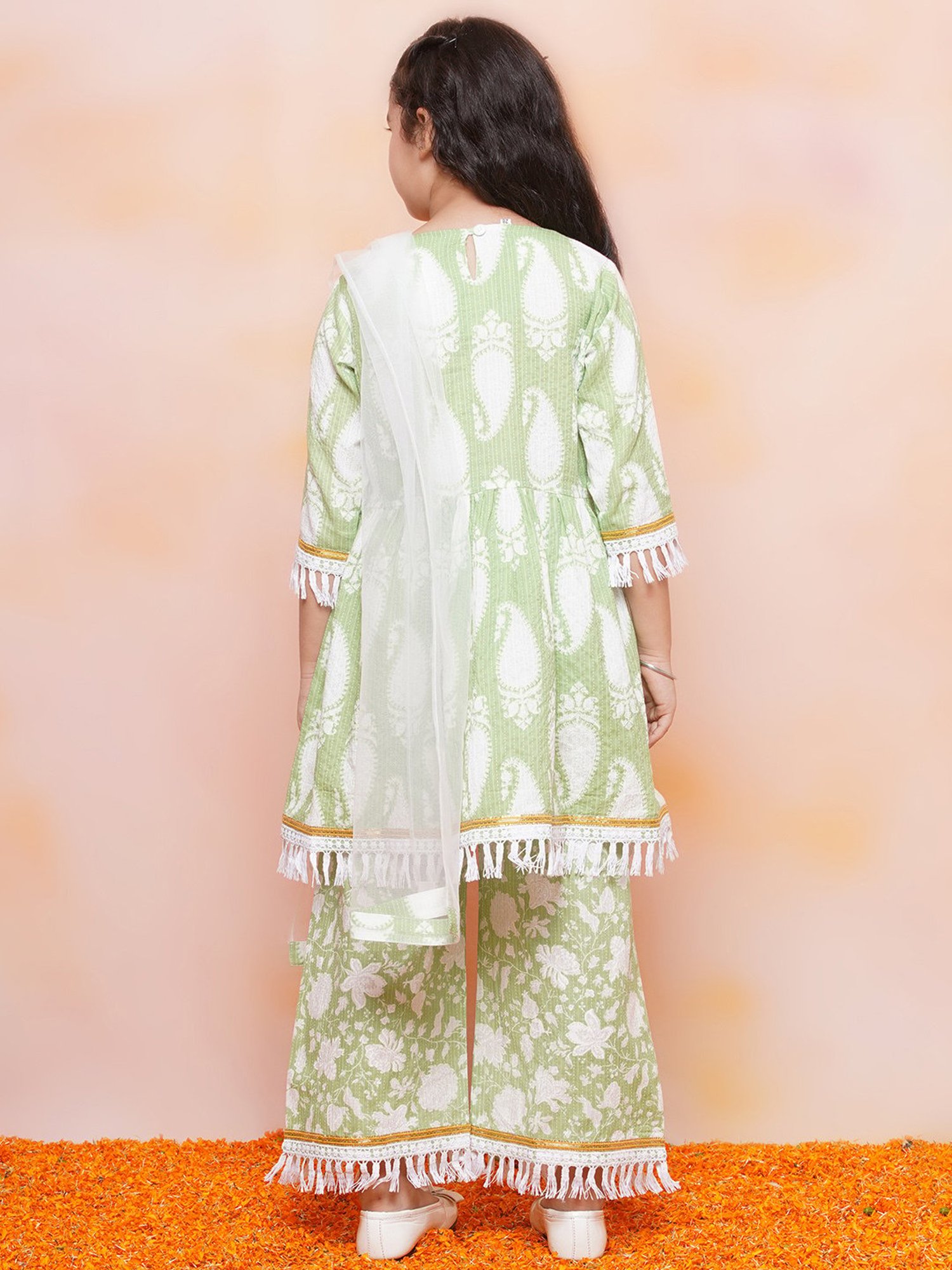 VASTRAMAY Kids Blue & White Cotton Over Dyed Kurta Set