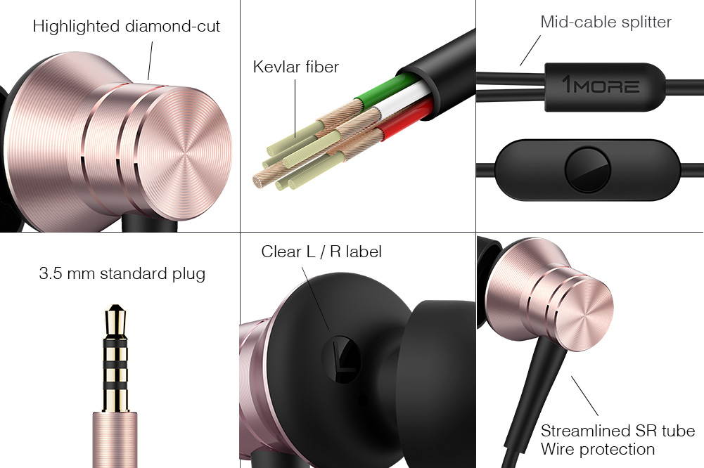 1MORE Piston Fit In-Ear Headphones (Earphones/Earbuds) with Apple iOS and Android Compatible Microphone and Remote (Rose Gold)