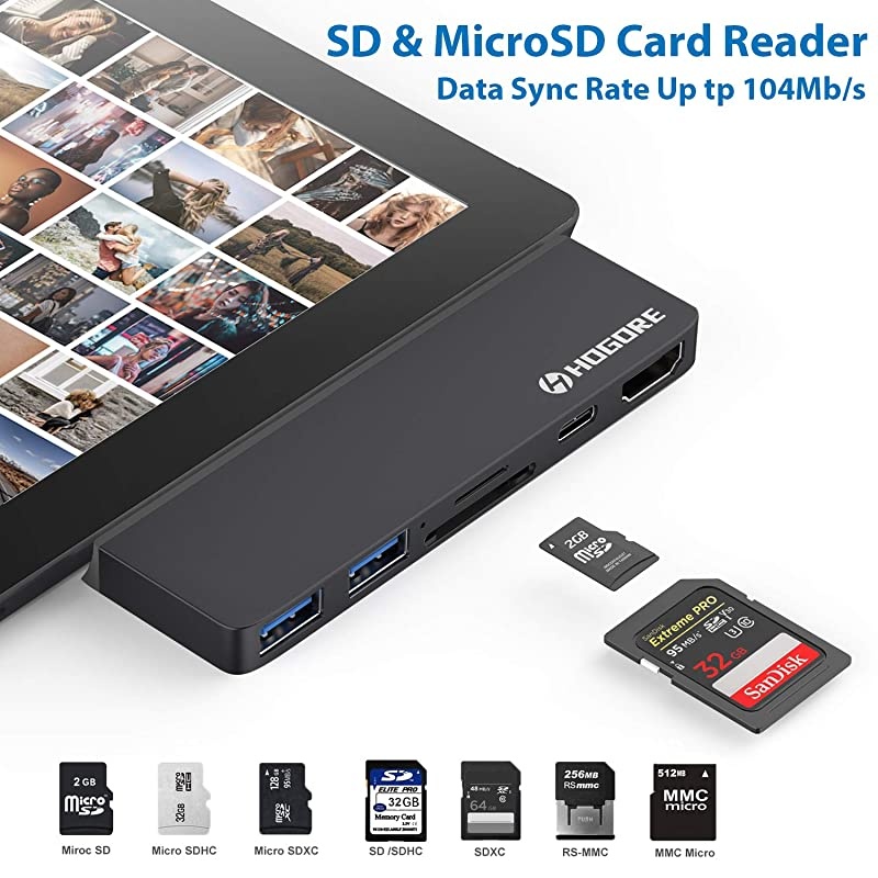 Surface Pro 7 Dock  6in2 Surface Pro 7 USB C Hub Adapter with 4K HDMI USB C PD charging 2USB30SDMicroSD Card Reader Microsoft Surface Pro 7 Accessories MS Surface Pro 7 Docking Station