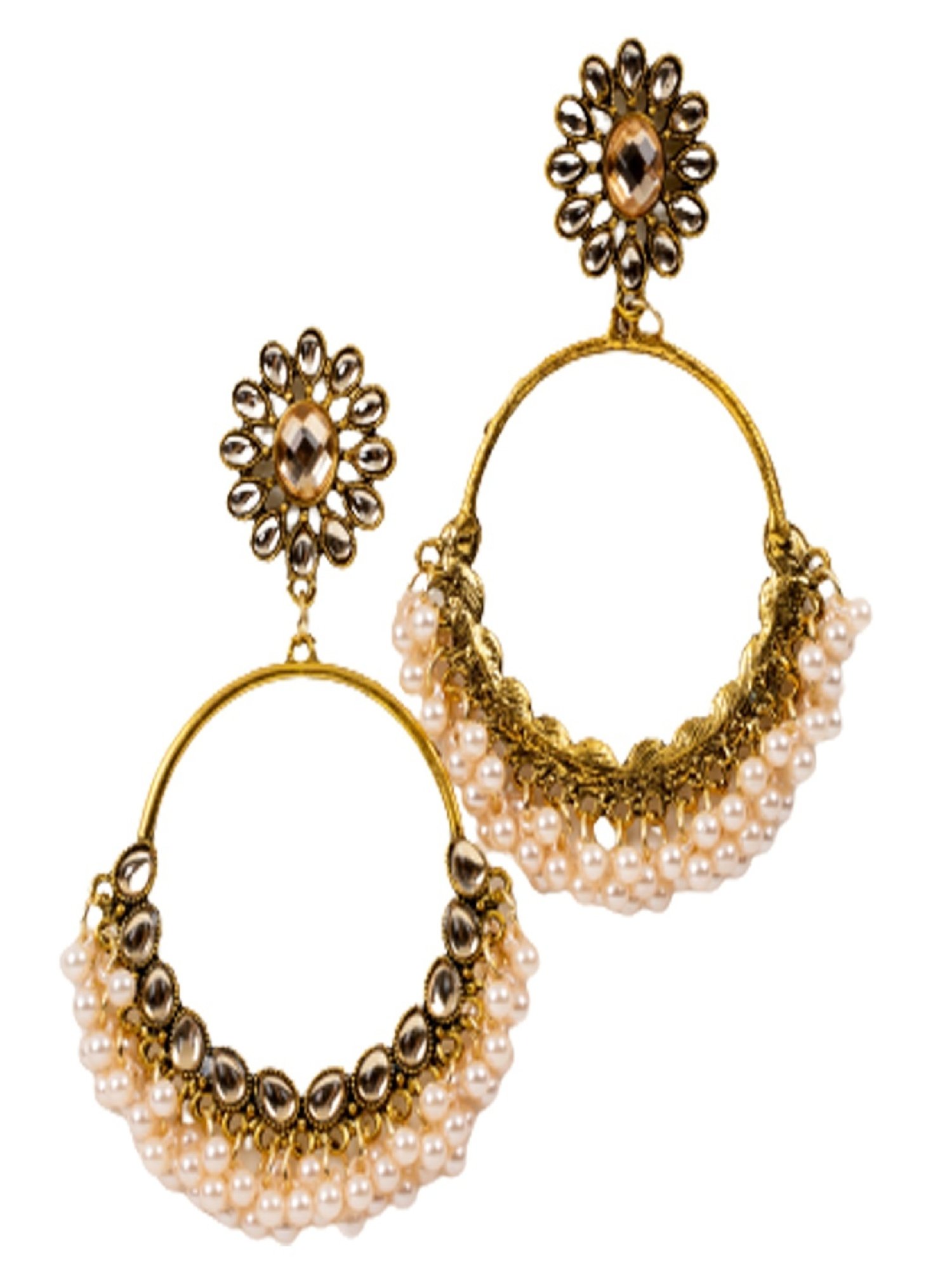 Jewelz Trendy Dangler Earrings Embellished With Small Pearls for Girls & Women