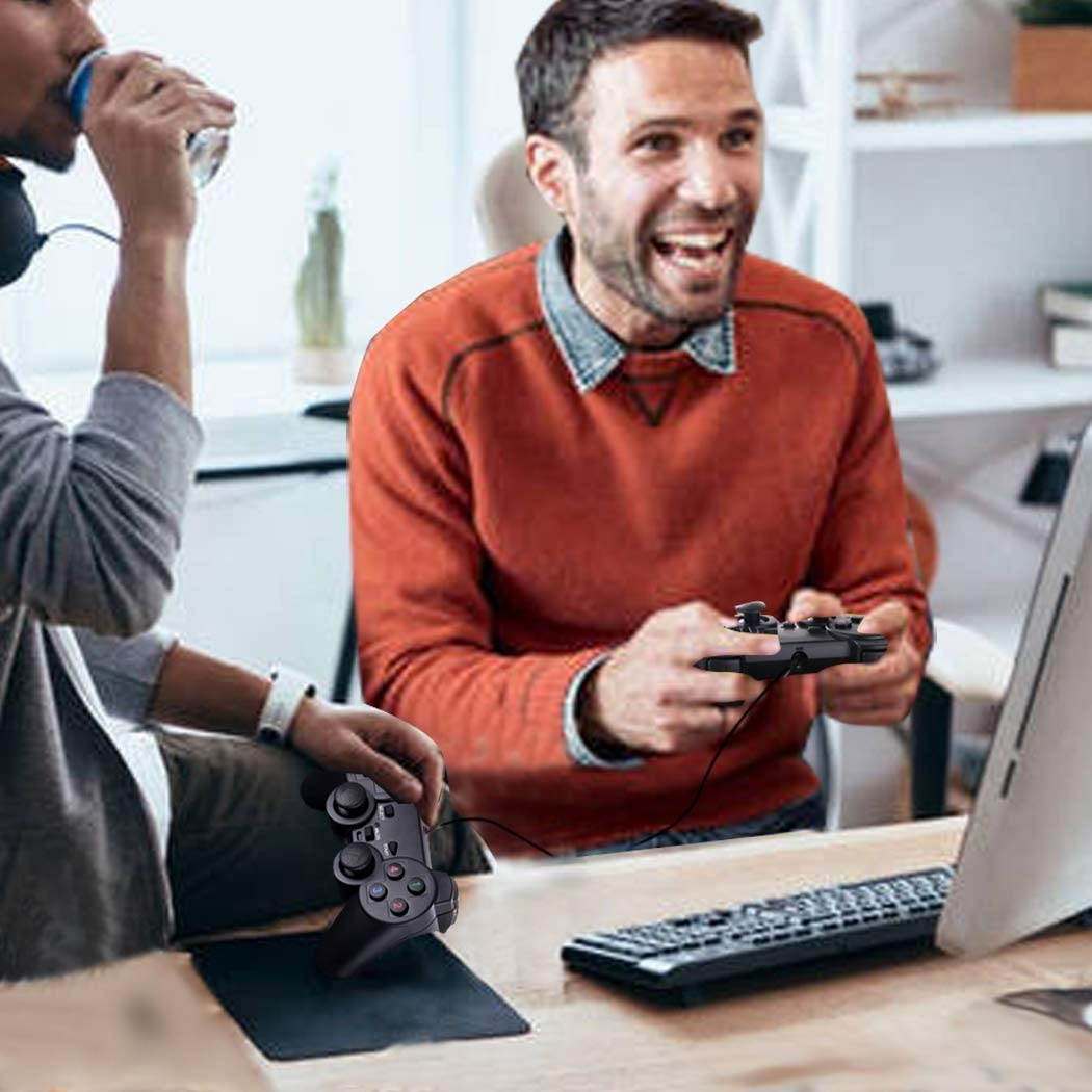 2 Pack USB Joystick Gamepad Gaming Pad Wired Controller with Double Vibration Feedback Motors for PC Computer Laptop Window (Black)