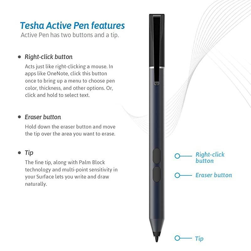 Pen for Surface Pro 7,  Stylus Pen for Microsoft Surface Pro 7, Pro 6, Pro 5th Gen, Pro 4, Pro 3, Surface Laptop, Surface Book, Surface Go, 2500 Hours Working Time Black