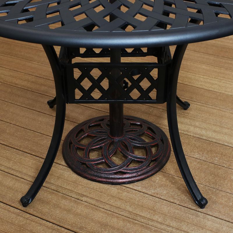 Sunnydaze Outdoor Heavy-Duty Cast Iron Celtic Knot Design Patio Yard Round Umbrella Base Stand - 17" - Bronze