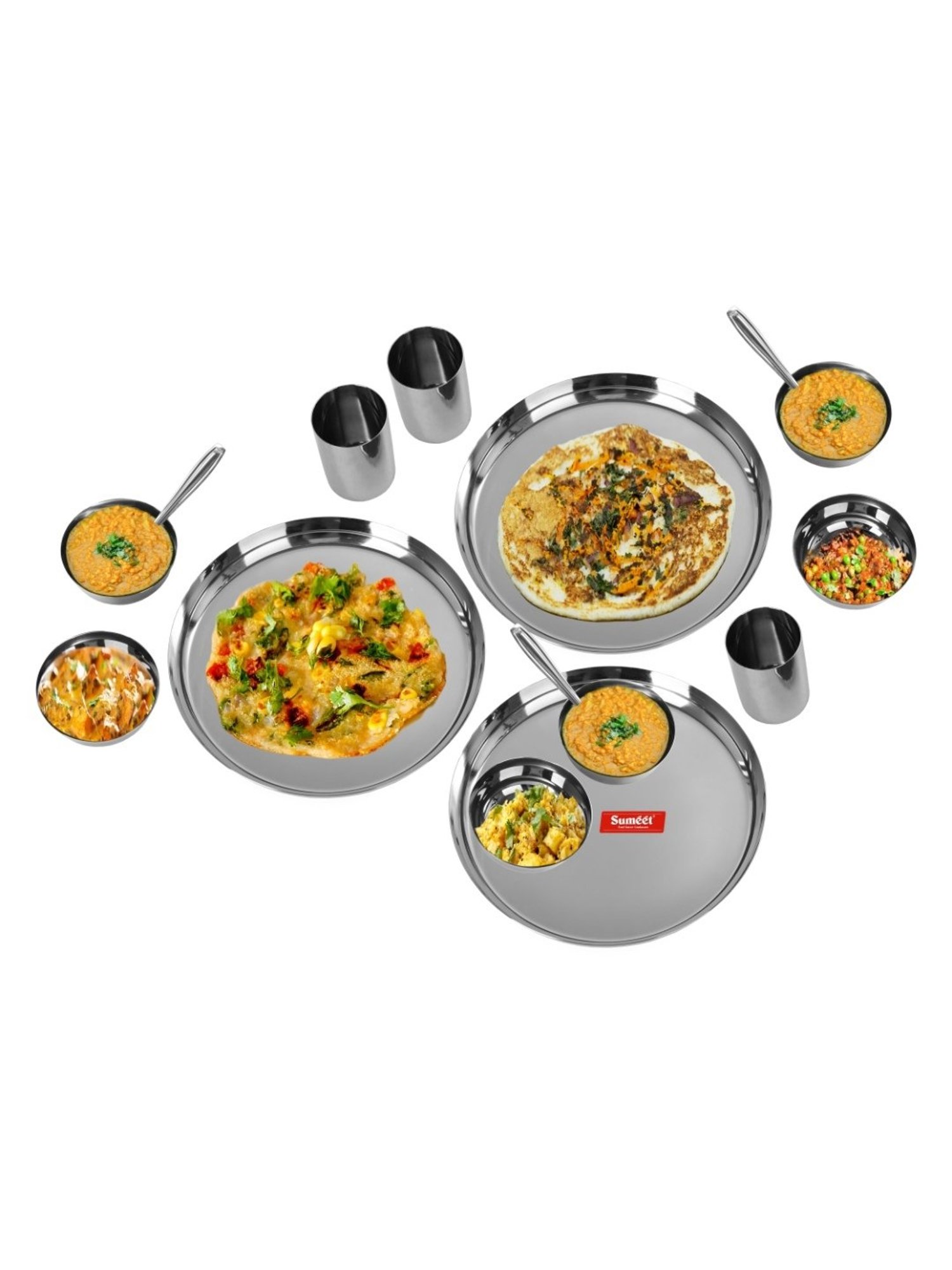 Cello White & Rust Glass Dinner Set