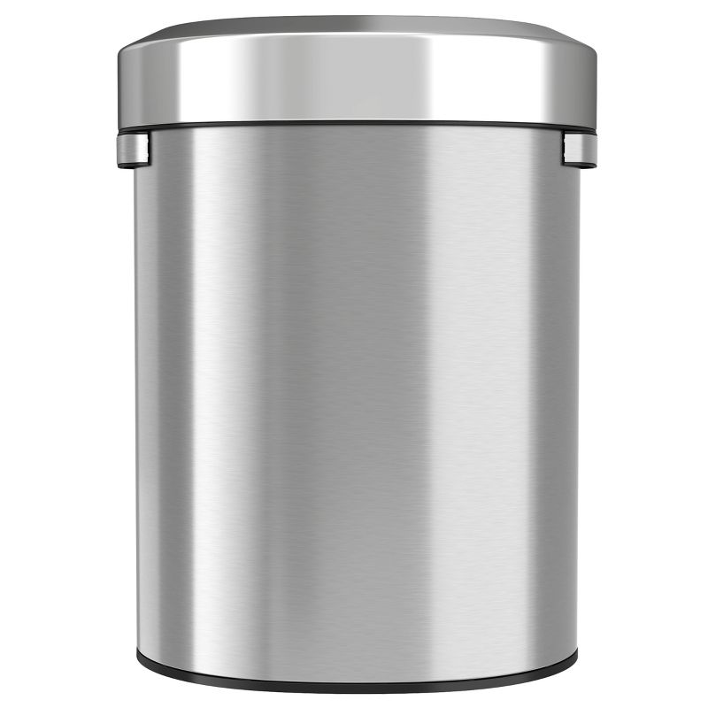 iTouchless Open Top Kitchen Trash Can 18 Gallon Semi-Round Silver Stainless Steel
