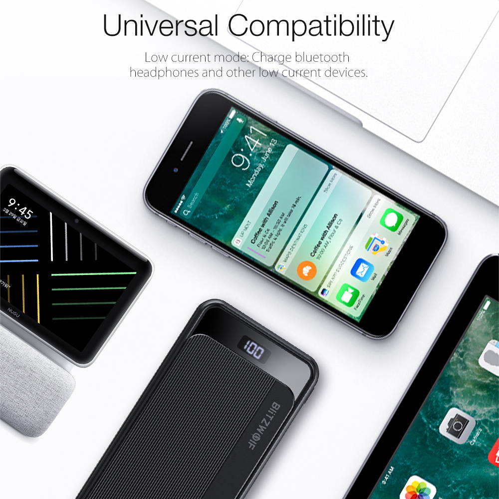 BlitzWolf BW-P12 10000mAh 22.5W Digital Display Power Bank with Real-time Battery Display, Dual QC3.0 PD18W Output, Micro PD18W Input and Striped Styling