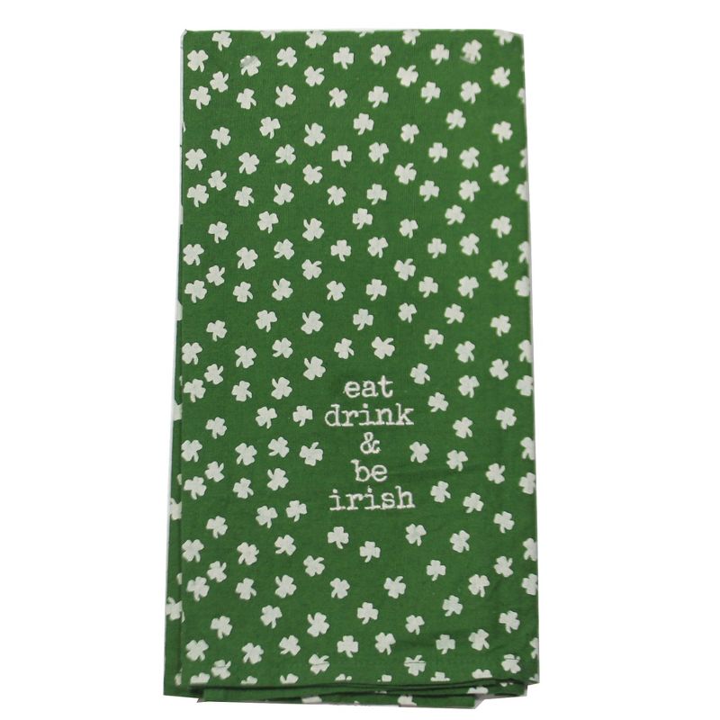 Tabletop 26.0" Irish Dish Towel St Patricks Day Clover Primitives By Kathy  -  Kitchen Towel