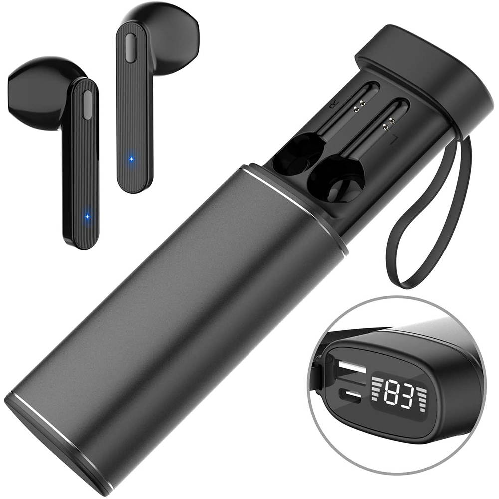 Wireless Headphones, Ephram Bluetooth 5.0 Wireless EarphonesAuto Pairing Bluetooth Earbuds TWS Stereo HiFi Wireless Headphones for Running Sports in-Ear with Type-C Charging with Mic Headset (Black)