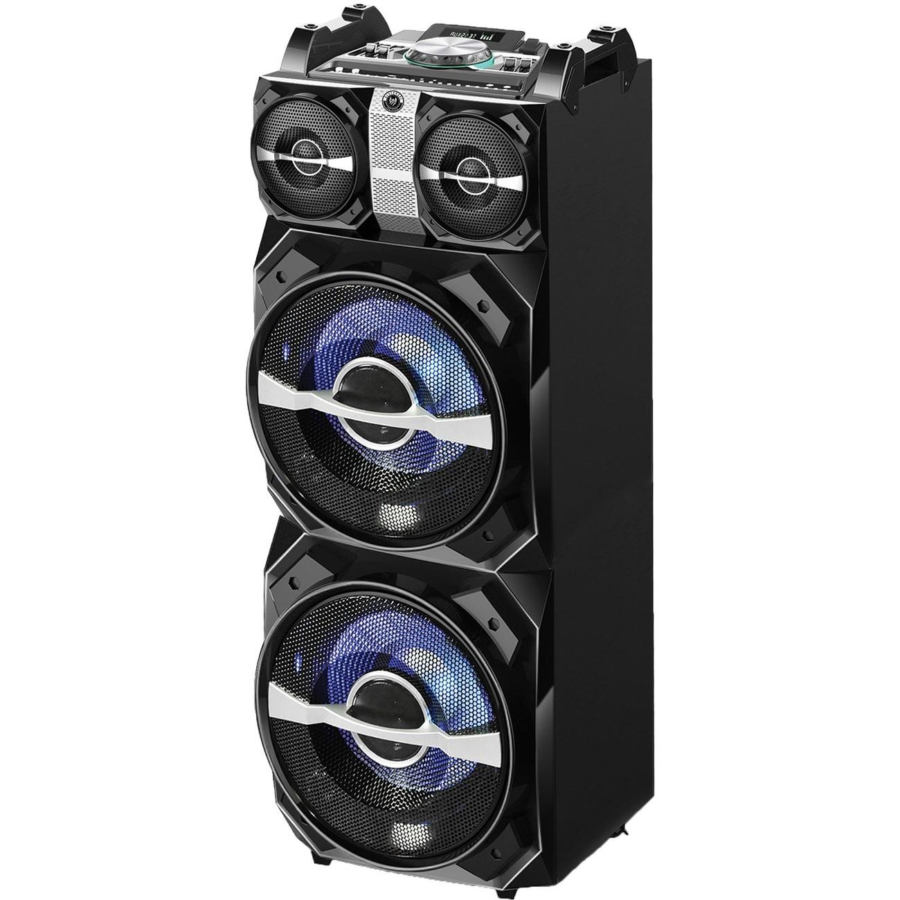 Blackmore BJS-198BT Portable, Amplified, 4way audio entertainment system with dual 12" Subwoofers, Bluetooth Connectivity, Mp3 playback and LED illumination.