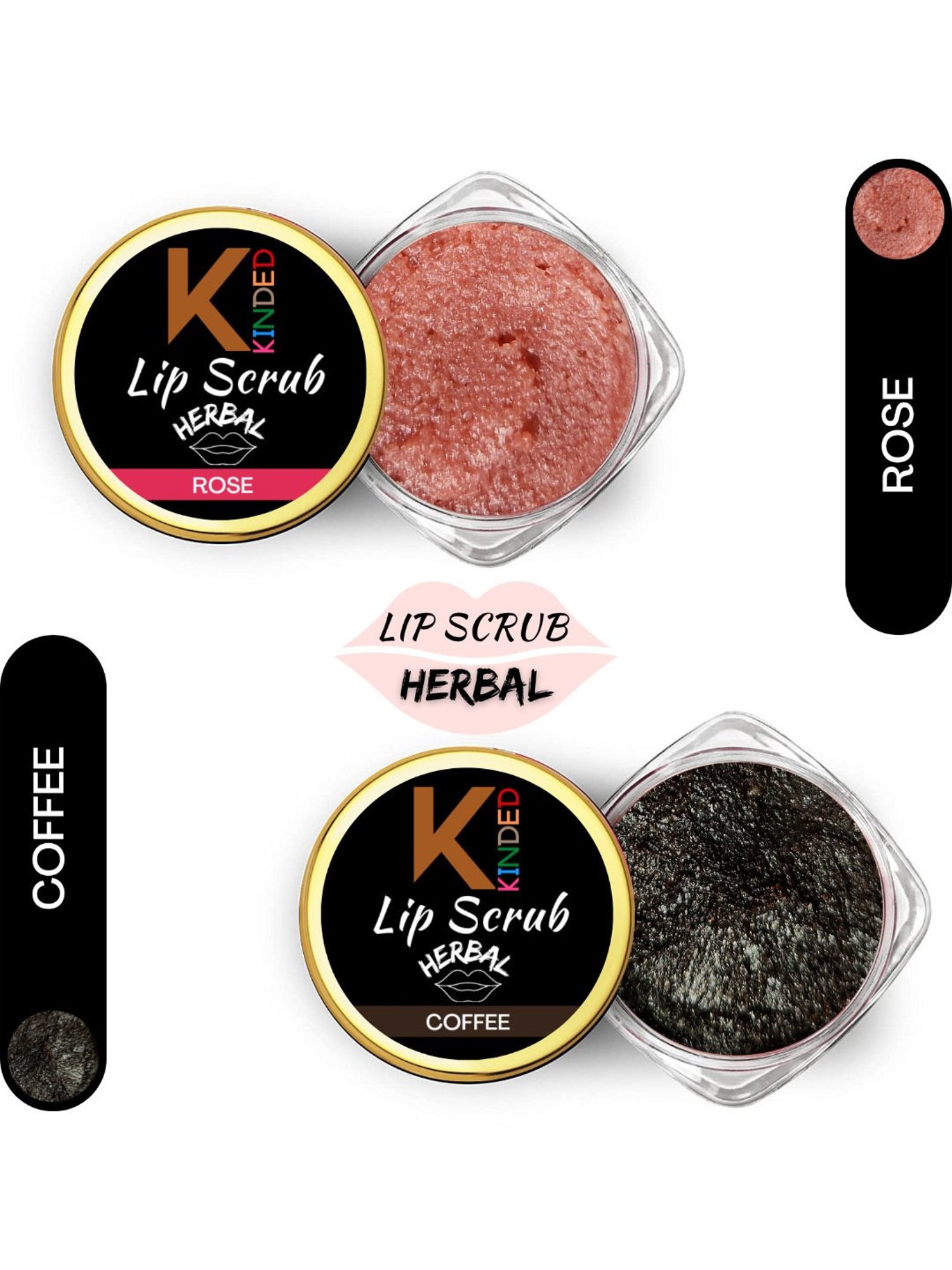 KINDED Herbal Rose & Coffee Lip Scrub Combo