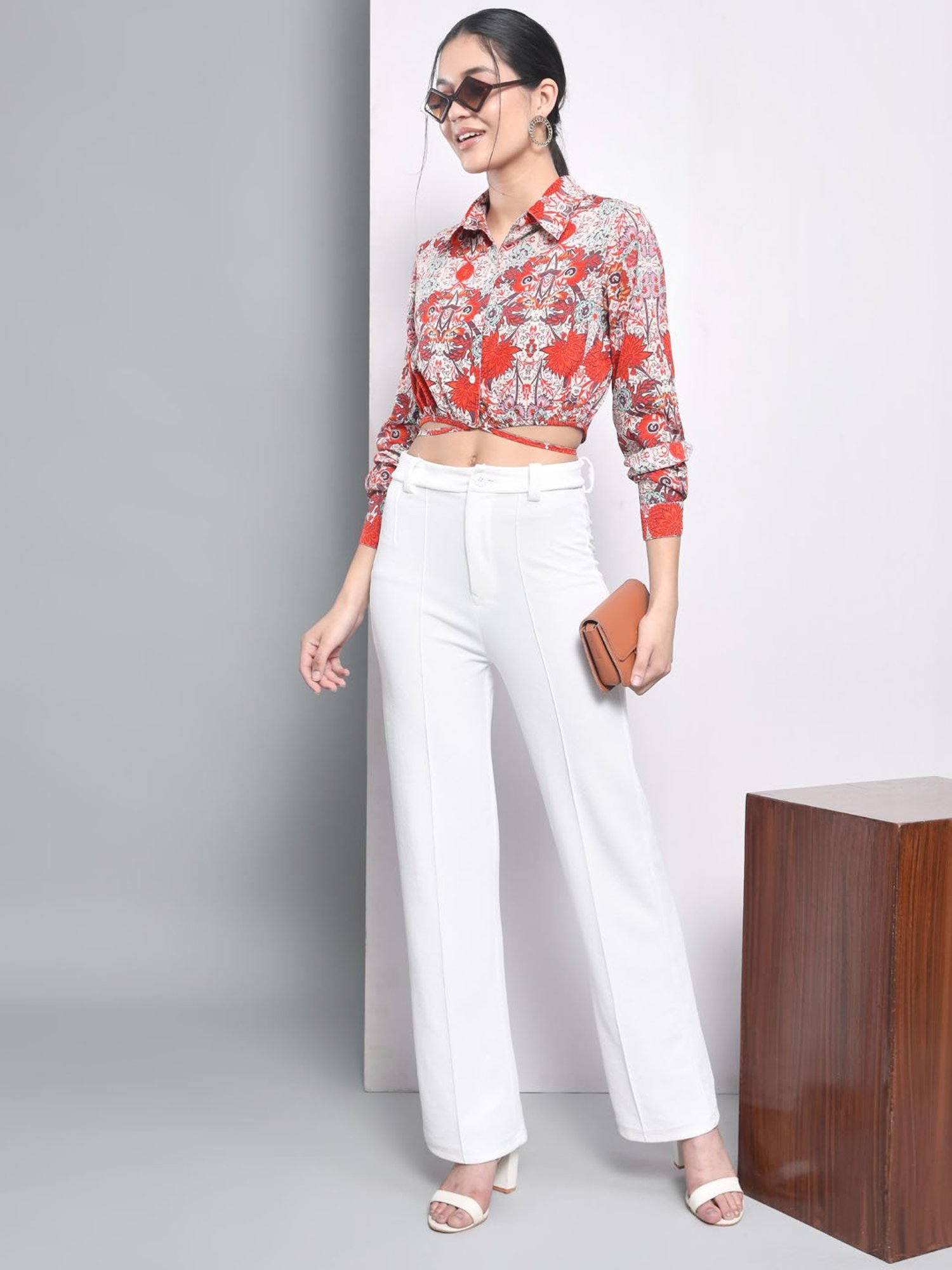 Trend Arrest Multicolor Floral Print Crop Shirt