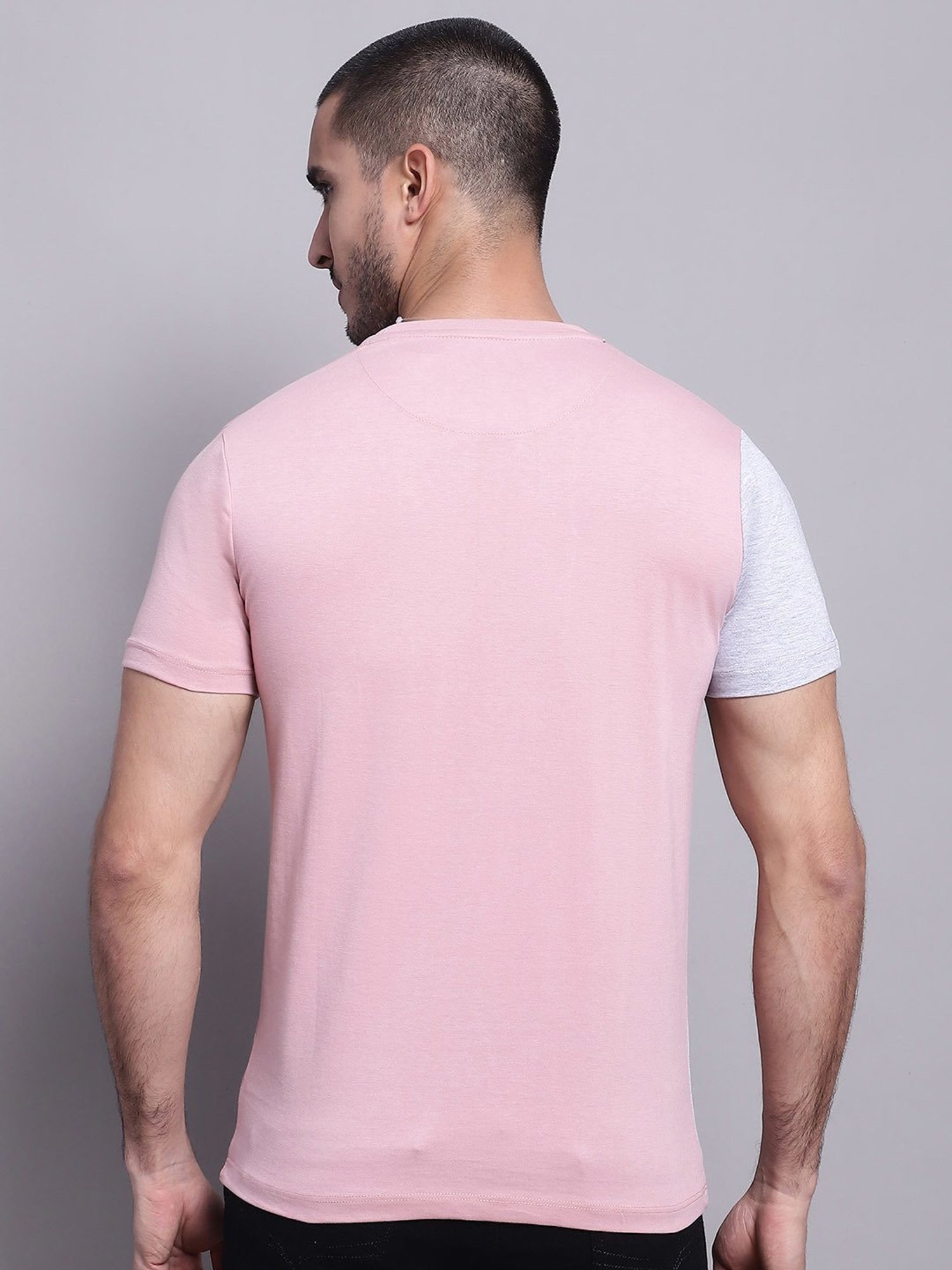 Cantabil Pink Regular Fit Printed Crew T-Shirt
