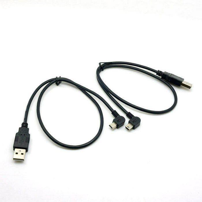 2pcs USB2.0 Male to Mini USB Left & Right Angled Cable 0.5m for Camera MP4 Phone