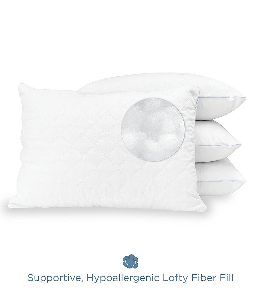 Sensorpedic Fiber Bed Pillow with 100% Cotton Zippered Pillow, Set of 4