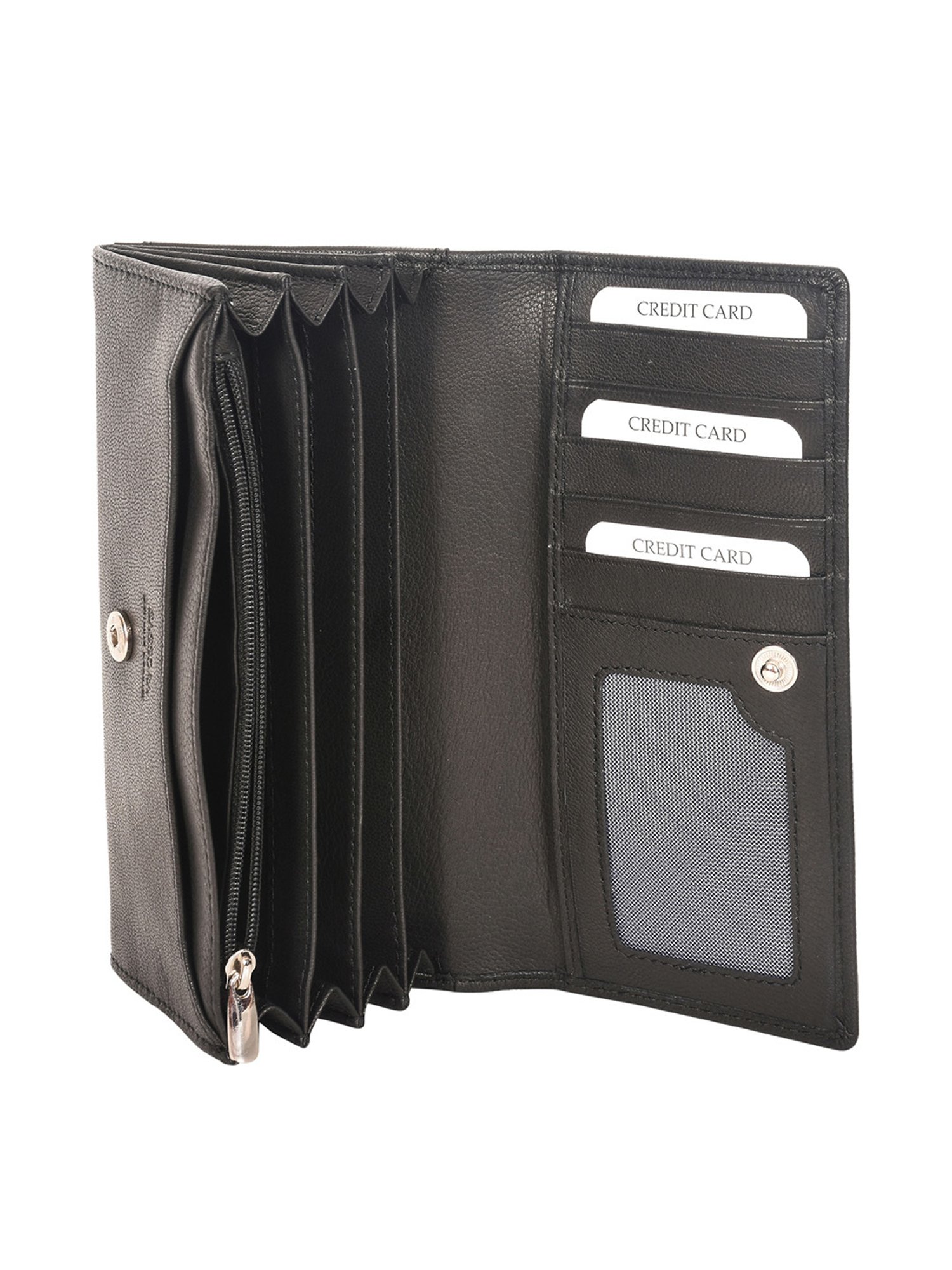 SASSORA Black Solid Rfid Wallet for Women