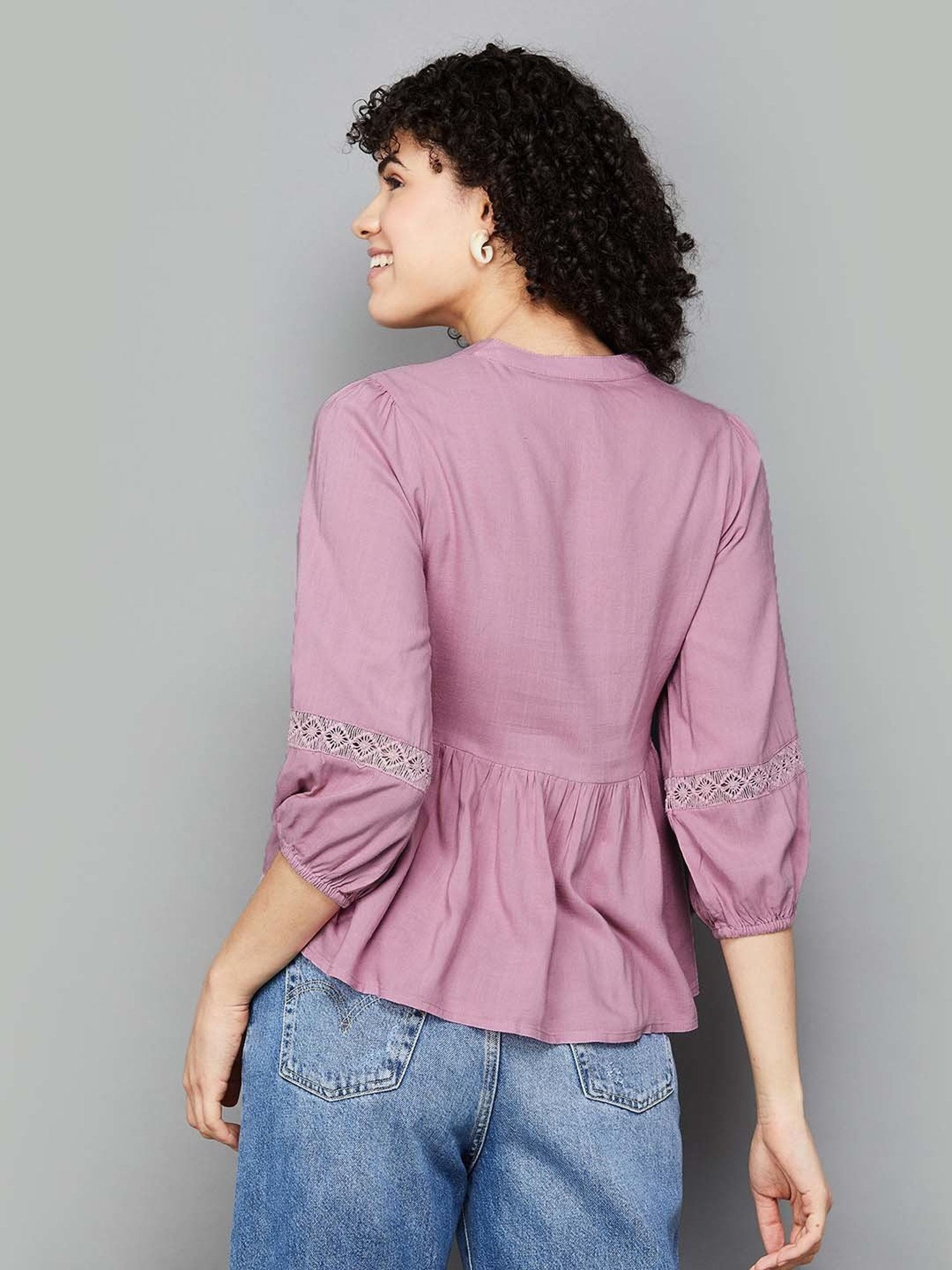 Fame Forever by Lifestyle Purple Self Pattern Top