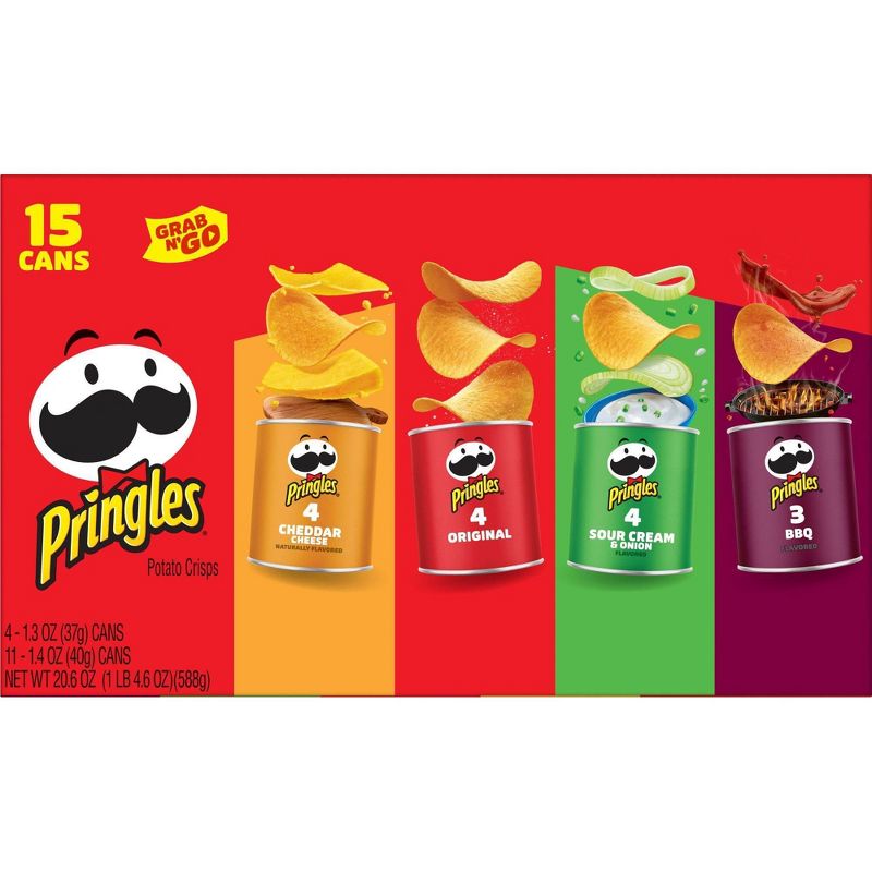 Pringles Grab & Go Variety Pack Potato Crisps Chips - 20.6oz/15ct