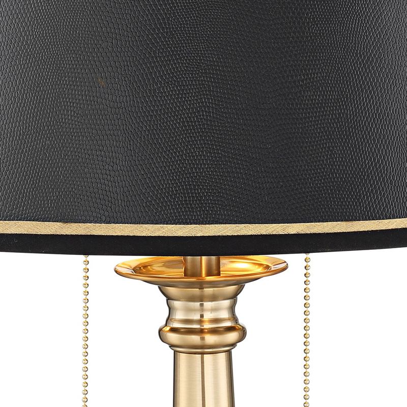 Barnes and Ivy Traditional Desk Table Lamp with USB Charging Port Warm Brass Black Shade for Living Room Bedroom Bedside Office