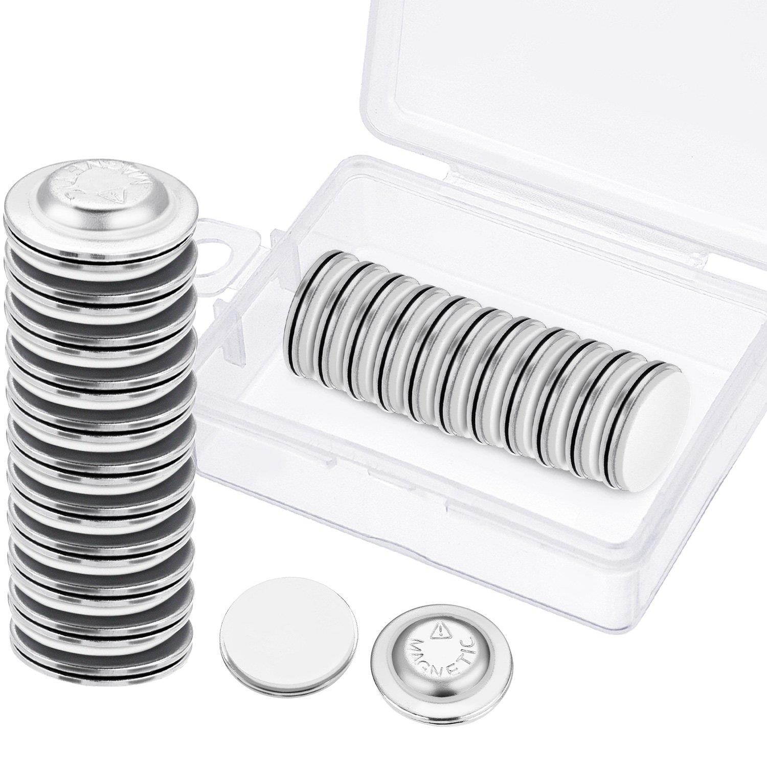 BBTO 24 Pieces Magnetic Name Badge Round Adhesive Name Tag Holders with Plastic Storage Box for Name and Circle Badges