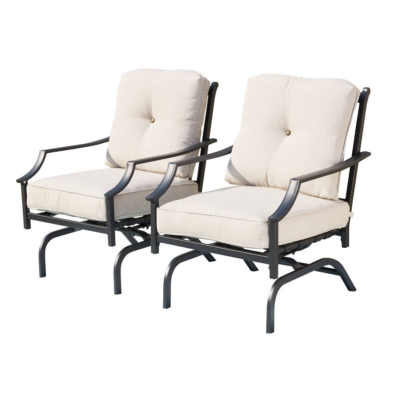 2pc Patio Chairs Steel Patio Seating Sets Cream - Lokatse