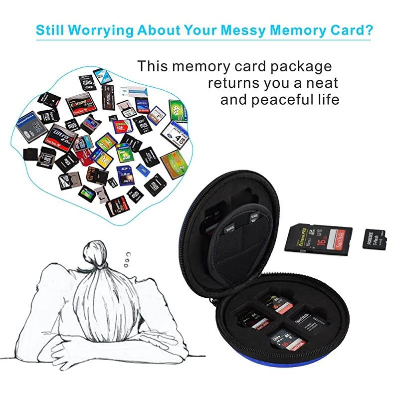 Card Holder Shockproof Stress Resistant Card Case Organizer with 12 Card Slots for Cards TF Cards Blue