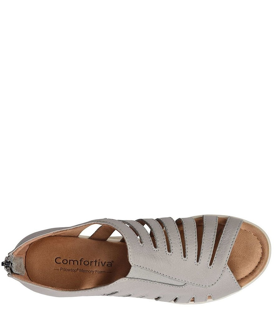 Comfortiva Parker Leather Cut-Out Wedge Sandals
