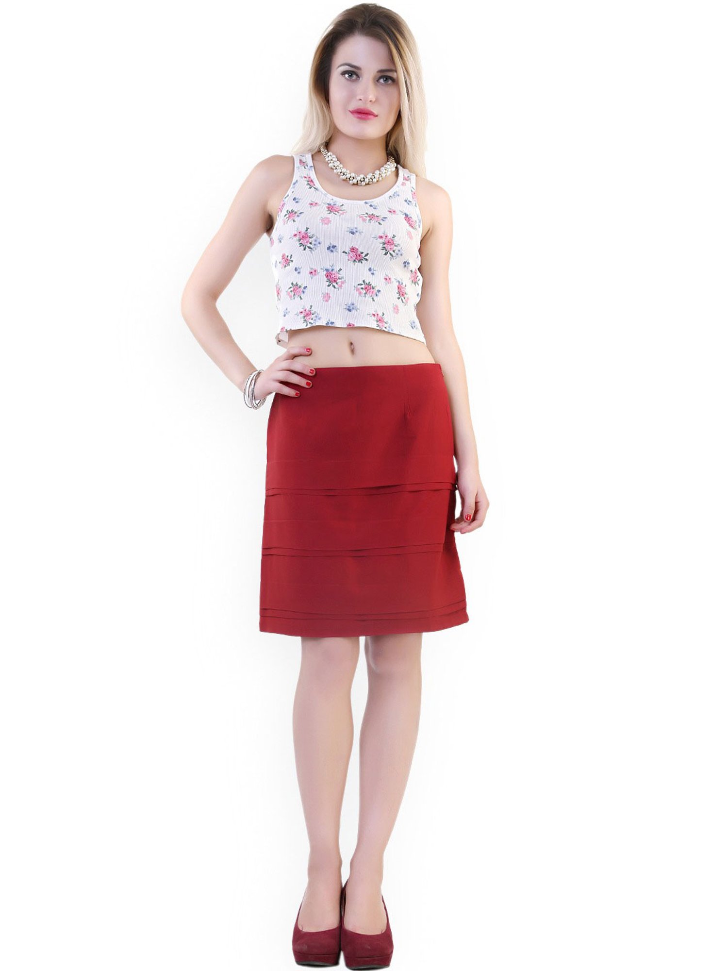 Belle Fille Red Above Knee Skirt