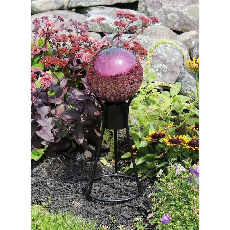 13.5" Iron Trestle II Gazing Globe Ball Stand Black - ACHLA Designs