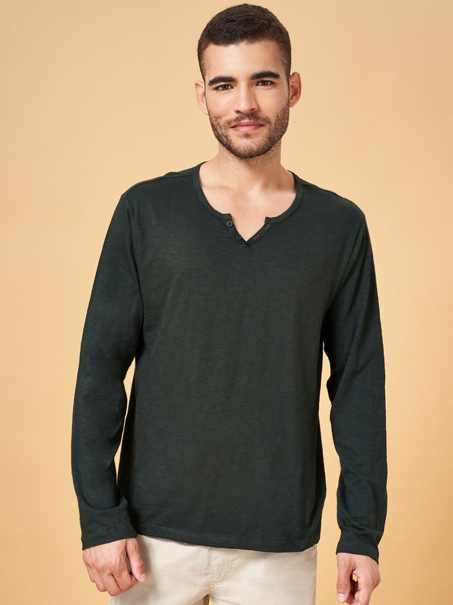 Urban Ranger by Pantaloons Dark Olive Slim Fit T-Shirt