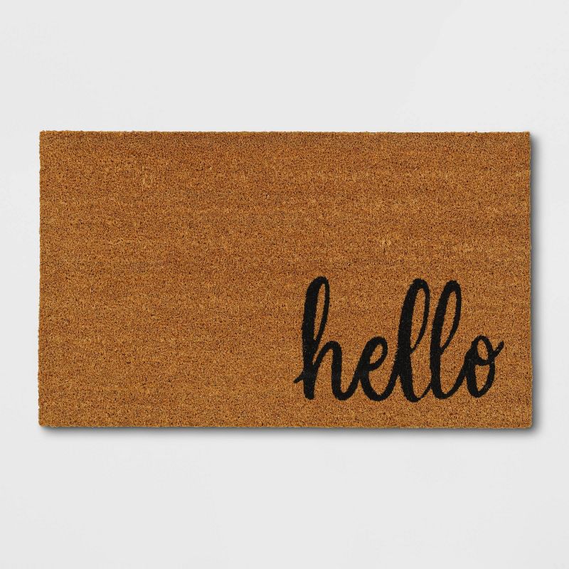 1'6"x2'6" Small Hello Door Mat Black - Threshold™