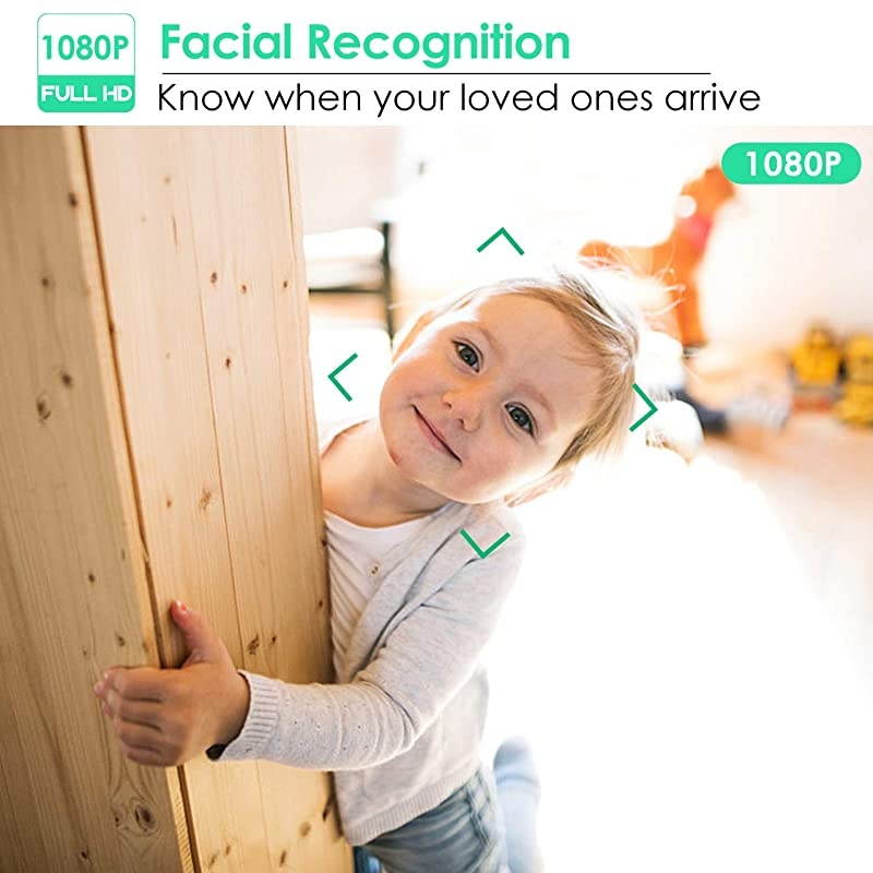 AI 1080 HD Home Security Camera 1S&mdash;Local Storage, Privacy-Protective, No Cloud Storage & 0 Subscription Fee, No lag, 2-Way Audio, Accurate Facial RECOG, Instant Alarm,Compatible with Alexa